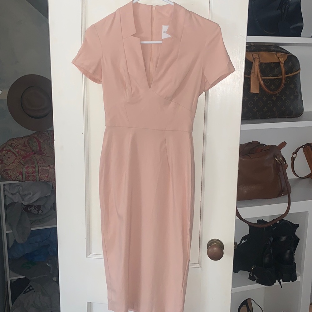 ASOS petite fitted Nude dress